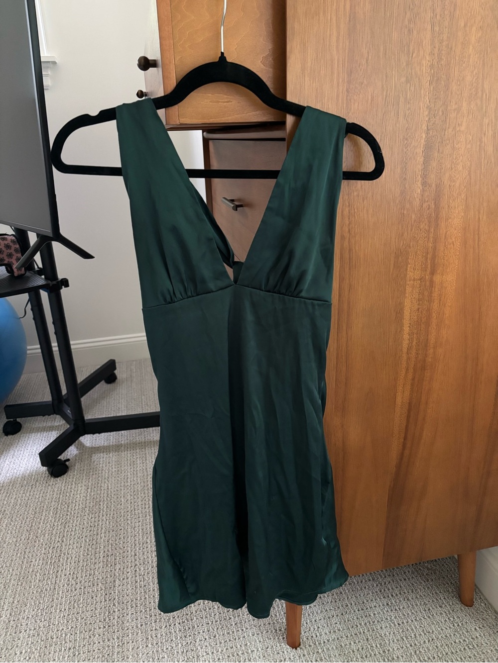 Deep Emerald V-Neck Slip Dress